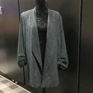 The Limited The Lexi Open front jacket,ruched cuff,hip pockets,shoulder pads